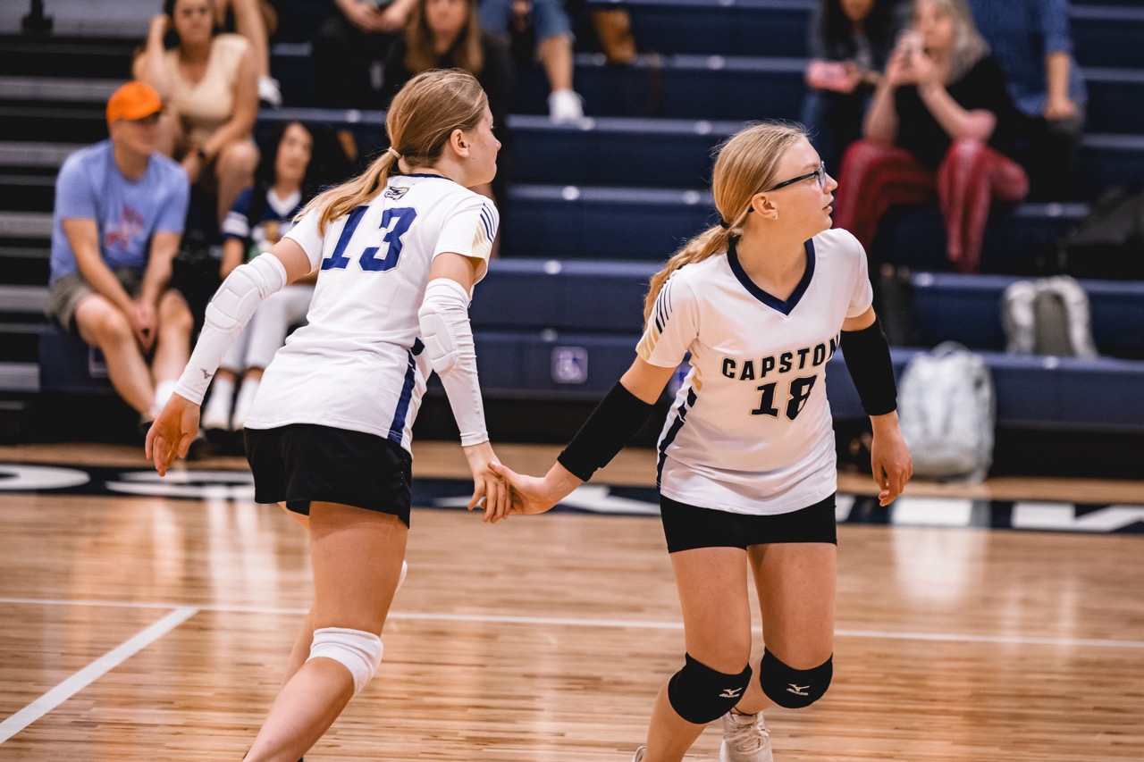 Volleyball players giving high five